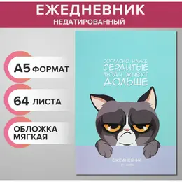 Ежедневник недатированный на склейке а5, 64 листа, мягкая обложка