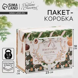 Пакет - коробка подарочный новогодний