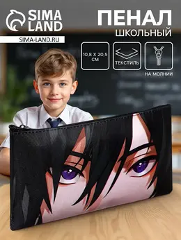 Пенал школьный, текстиль, плоский, 10.8×20.5 см