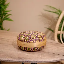 Шкатулка с крышкой плетеная, из бамбука 20х20х11 см