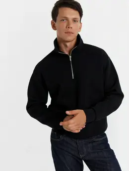 Свитшот мужской черный из футера с начесом Свитшот мужской черный из футера с начесом