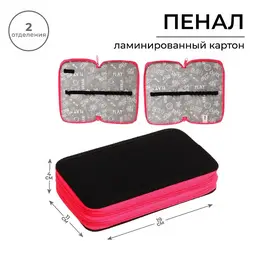 Пенал школьный, 2 секции, 11×19 см, ярко-розовый Пенал школьный, 2 секции, 11×19 см, ярко-розовый