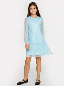 Платье для девочек голубое с принтом Платье для девочек голубое с принтом