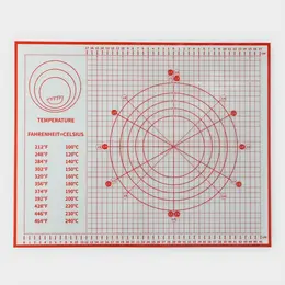 Армированный коврик для выпечки с разметкой, силикон, 50×40 см, цвет красный