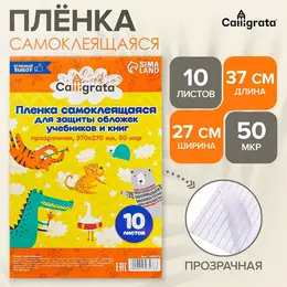 Пленка самоклеящаяся, 37×27 см, прозрачная, 10 листов, 50 мкм Пленка самоклеящаяся, 37×27 см, прозрачная, 10 листов, 50 мкм