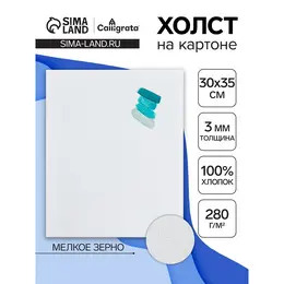 Холст на картоне , хлопок 100%, 30×35 см, 3 мм, акриловый грунт, мелкое зерно, 280 г/м² Холст на картоне , хлопок 100%, 30×35 см, 3 мм, акриловый грунт, мелкое зерно, 280 г/м²