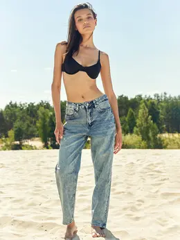 Брюки женские джинсовые mom fit синие Брюки женские джинсовые mom fit синие