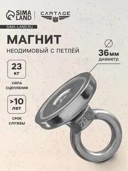 Магнит неодимовый с петлей для авто, d=36 мм, сцепление 23 кг Магнит неодимовый с петлей для авто, d=36 мм, сцепление 23 кг