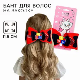 Бант для волос на заколке школьный, 11.5 см, кошечка мари