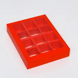 Коробка для 12 конфет, алый, 19×15×3.5 см Коробка для 12 конфет, алый, 19×15×3.5 см