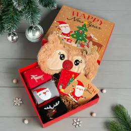 Набор подарочный новогодний kaftan new year носки размер 36-39 (23-25 см), маска Набор подарочный новогодний kaftan new year носки размер 36-39 (23-25 см), маска
