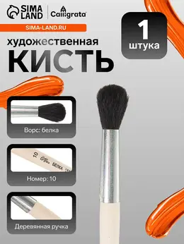 Кисть для рисования, белка, № 10, , круглая, деревянная ручка Кисть для рисования, белка, № 10, , круглая, деревянная ручка