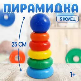 Пирамидка детская, 5 колец с шаром Пирамидка детская, 5 колец с шаром