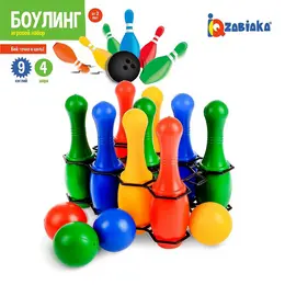 Боулинг цветной: 9 кеглей, 4 шара Боулинг цветной: 9 кеглей, 4 шара
