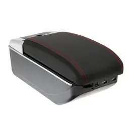 Универсальный подлокотник, 7 usb, pu кожа, черный, провод usb в комплекте