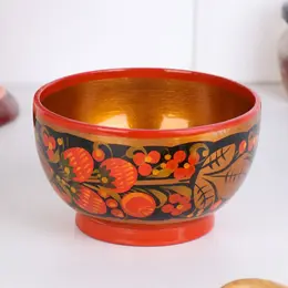 Пиала дерево хохлома, 12×7 см, 250 мл
