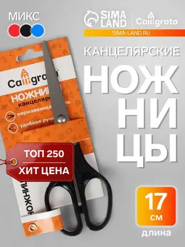 Ножницы канцелярские 17 см, , пластиковые ручки, в блистере