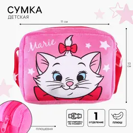 Сумка детская для девочки через плечо, плюшевая, 12х15х3 см, коты аристократы Сумка детская для девочки через плечо, плюшевая, 12х15х3 см, коты аристократы