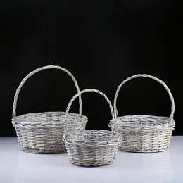 Плетеная корзина для хранения naru, лоза, с ручкой, серая, набор 3 шт.