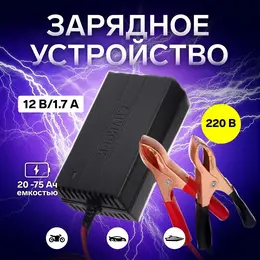 Зарядное устройство для акб автомобиля, 12 в, 1.7 а, 220 в, автомат, медные крокодилы