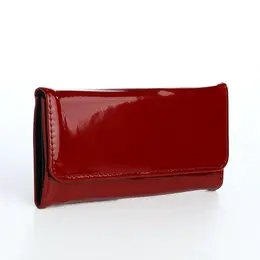 Кошелек женский на магните, 19.5×2.5×9 см, лаковый, бордовый
