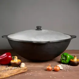 Казан шафран, 16 л, плоское дно, алюминиевая крышка, чугун