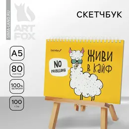 Скетчбук в твердой обложке на гребне а5, 80 л. 100 г/м