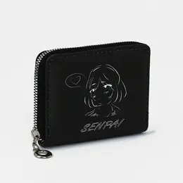 Кошелек на молнии, отдел для карт, для монет, цвет черный