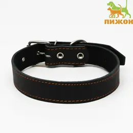 Ошейник кожаный на синтепоне, 70×3.5 см, ош 45-60 см, черный Ошейник кожаный на синтепоне, 70×3.5 см, ош 45-60 см, черный