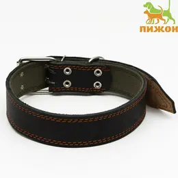 Ошейник комбинированный кожа/брезент, 83 х 4.5 см, ош 50-70 см, черный