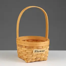 Корзина плетеная для хранения flower, 16.5×16.5×9.5 см, ручка h=16 см, секвойя, натуральная