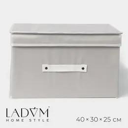 Короб стеллажный для хранения с крышкой ladо́m, 40×30×25 см, серый