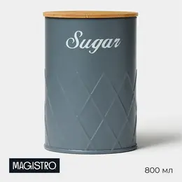 Банка для сахара sugar graphite, 9.5×13.5 см, с бамбуковой крышкой, серая