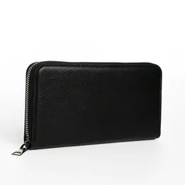 Портмоне мужское на молнии, отдел для купюр, для карт, для монет, цвет черный