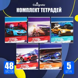 Комплект тетрадей из 5 штук, 48 листов в клетку