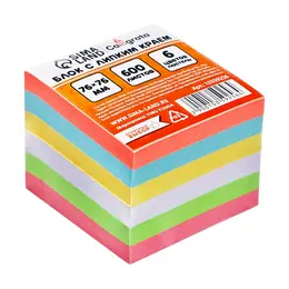 Блок с липким краем 76мм*76мм 600л, 6 цветов Блок с липким краем 76мм*76мм 600л, 6 цветов