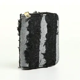 Кошелек женский на молнии 8.5×2×11 см, джинсовый, черный