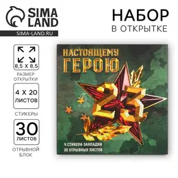 Подарочный набор, стикеры 4×20 л, отрывной блок 30 л., в открытке