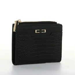 Кошелек женский на кнопке, 12.5×2×9 см, однотонный, комбинированный, черный