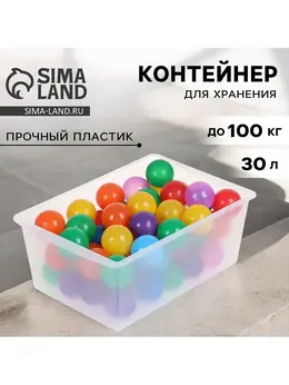 Контейнер универсальный для хранения с крышкой, объем 30 л, цвет прозрачно-матовый