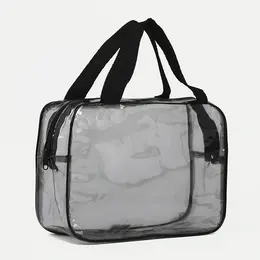 Косметичка на молнии, с ручками, черная