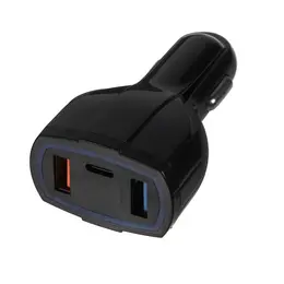 Зарядное устройство в автомобиль , 12-24 в, 2 usb, type-c 3.5 а, черное