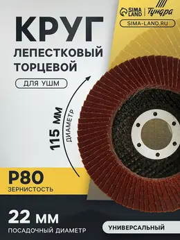 Круг лепестковый торцевой , 115×22 мм, р80