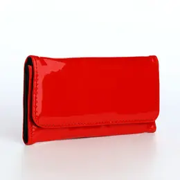 Кошелек женский на магните, 19.5×2.5×9 см, лаковый, красный