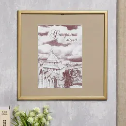 Фоторамка для фото 40×40 см samoa, сосна, (пластиковый экран), золото