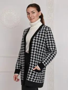 Кардиган вязаный удлинённый оверсайз на пуговицах Кардиган вязаный удлинённый оверсайз на пуговицах