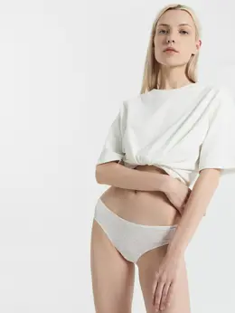Трусы женские слипы сумрачно-белые с листочками