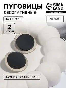 Пуговицы на ножке, металлические, d=27 мм, набор 2 шт., цвет серебряный, черный