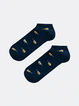 Носки мужские короткие темно-синие с рисунком в виде креветок