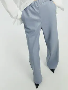 Брюки женские серые из экокожи